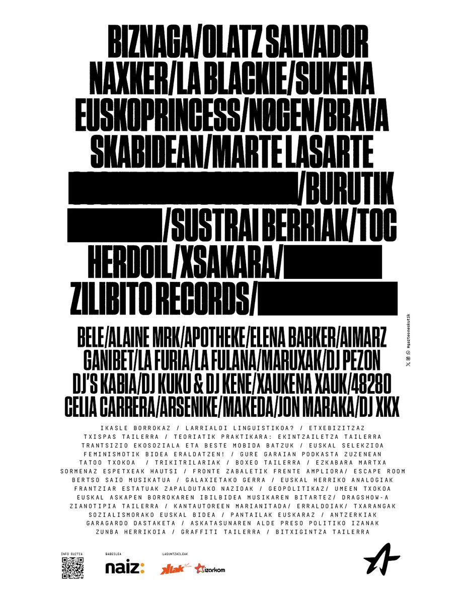 Hemen, Apirilaren 17tik 20ra, Berriozarren ospatuko dugun Gazteok Eskutik ekimenaren kartel osoa. 

Eskuratu zure bonoa ernai.eus-en. 

#Independetziara