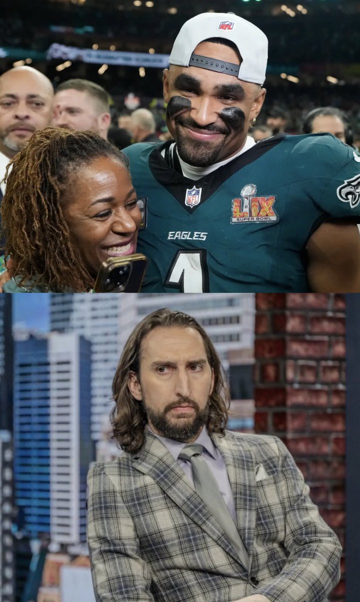 NEWS: #Eagles QB Jalen Hurts mom had a confrontation and went off on Nick Wright at a Super Bowl party, ripping him for his takes on her son.

For nearly 25 minutes Hurts mom defended her son… and ended the convo with:

“I just want to know what you’re going to say when he wins”