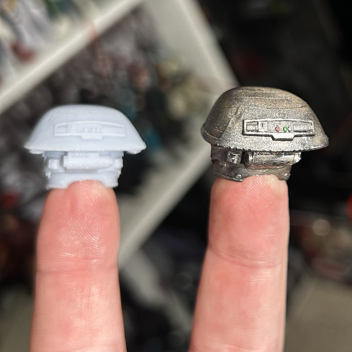 yak_face's tweet photo. First attempt at the helmet for TBS Captain Silvo (Jod Na Nawood) #hasbro #blackseries #starwarsblackseries #skeletoncrew #captainsilvo #jodnanawood #craftyourfandom https://t.co/55H4PXpWna
