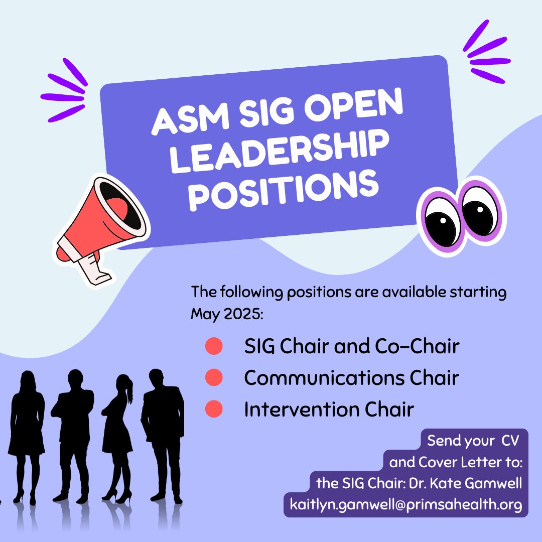 SPP_AdhSM's tweet image. Apply for an open ASM SIG leadership position! Trainee members are encouraged to apply. Time commitment is only 2-3 hours per month, with a great deal of support from other board members. Reach out to
@KateG_PhD, @slampertokin, @HaileyInverso, or @BreanaBryant17 with questions!