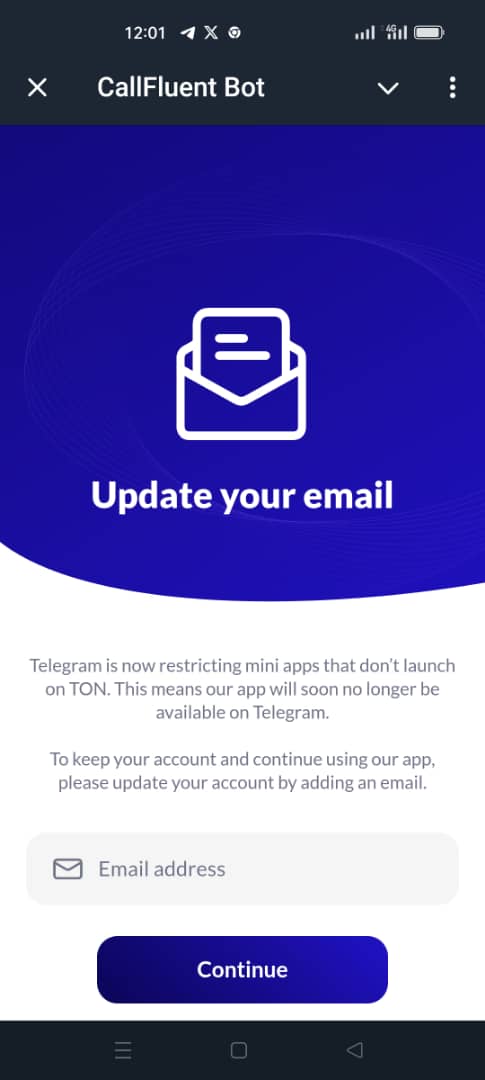 tabotinosphere's tweet image. This is happening because of the change of Telegram policy:

If you&apos;re  logged out of your #CallFluent Bot, you need to do this👇

➡️ Raccess your account by entering your email on the Telegram Bot 

➡️ 3 digits code will be sent to your email, go &amp;amp; copy to enter it on the bot to…