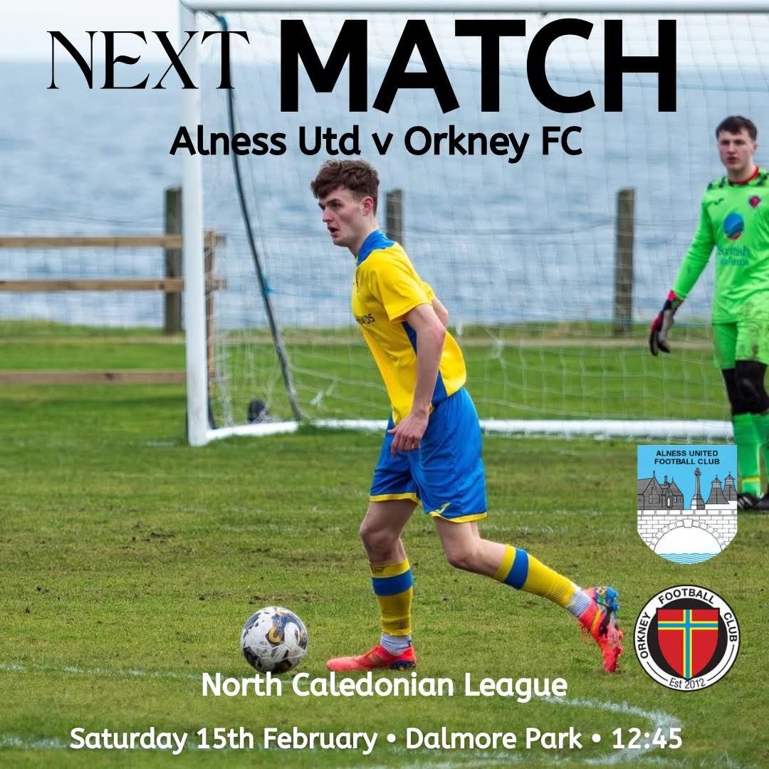 Orkney FC (@orkneyfc) on Twitter photo Gearing up for another one this Saturday ⚽️
Alness United v Orkney FC
Dalmore Park, Alness
Kick off 12:45pm
<a href="/NorthCaleyFA/">North Caledonian FA</a> <a href="/OrtakJewellery/">Ortak</a> <a href="/BBCSport/">BBC Sport</a> <a href="/bbcorkney/">BBC Radio Orkney</a> Gearing up for another one this Saturday ⚽️
Alness United v Orkney FC
Dalmore Park, Alness
Kick off 12:45pm
<a href="/NorthCaleyFA/">North Caledonian FA</a> <a href="/OrtakJewellery/">Ortak</a> <a href="/BBCSport/">BBC Sport</a> <a href="/bbcorkney/">BBC Radio Orkney</a>