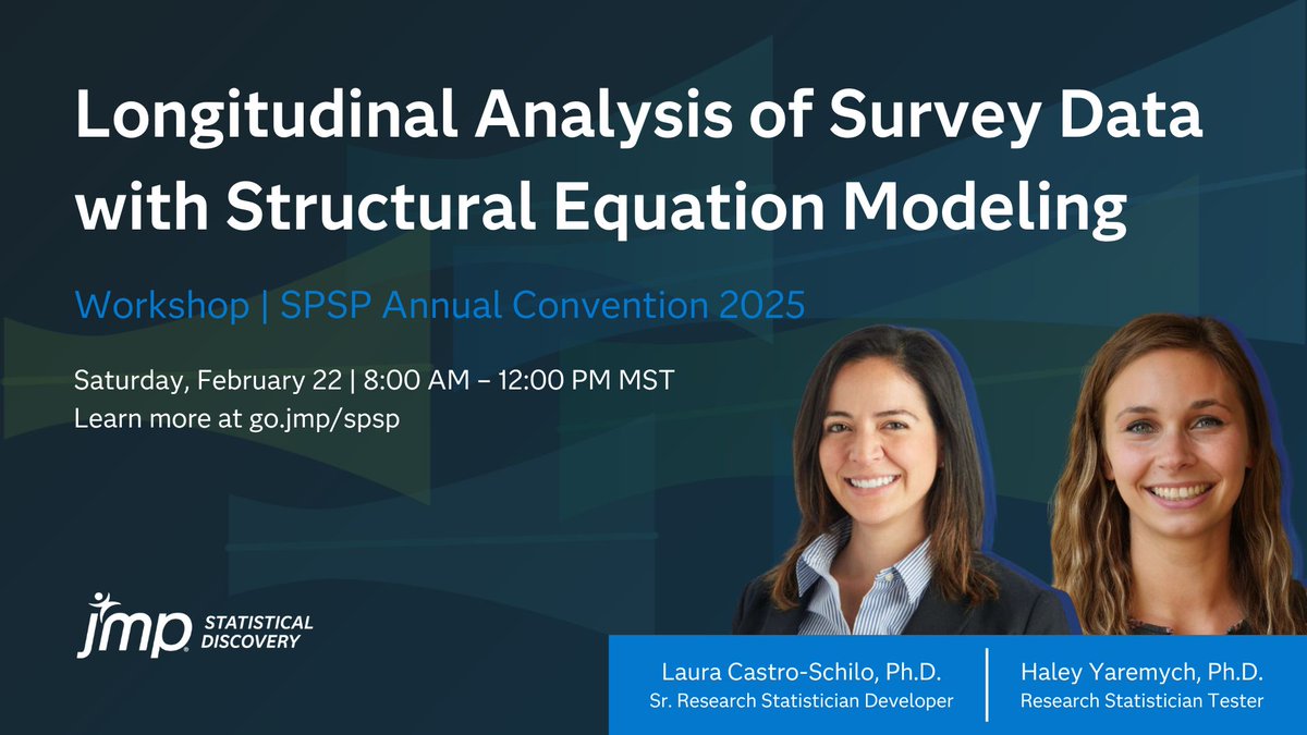 Super excited to teach, along with Haley Yaremych, a longitudinal SEM workshop at #SPSP2025. I couldn't be more excited given this is my favorite topic!! Please share with those who might be interested to attend. Details: go.jmp/spsp