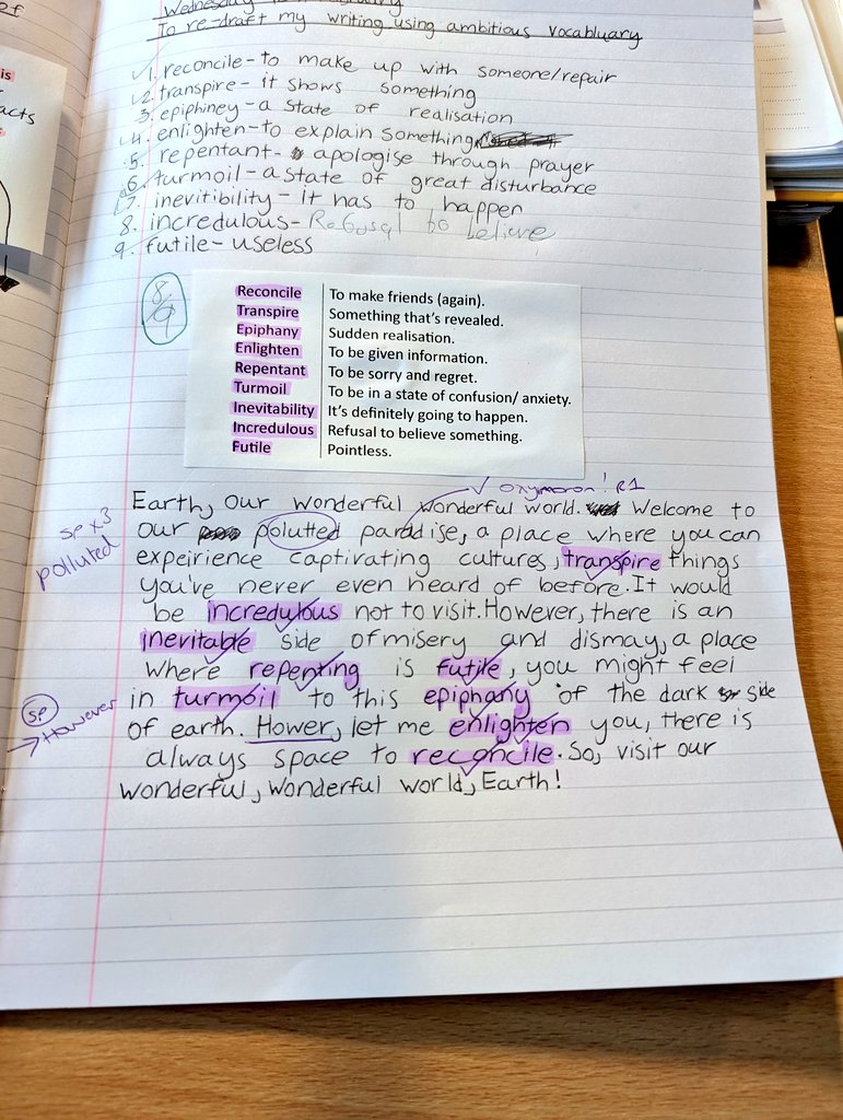 Using the whole school literacy form time 'big idea' words to improve our writing, with year 9! Worked a treat. Let's see what sticks... 💭 #literacy #teamenglish #litdrive #youngwriters #aqaenglish