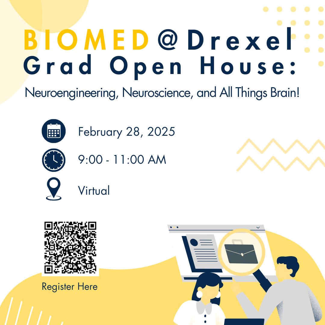 BIOMED@Drexel Virtual Grad Open House 🧬

Date &amp; Time: Friday, February 28, 2025, 9:00 AM - 11:00 AM (EST)

🔗 Register now to secure your spot!
tinyurl.com/3sv4n686

#drexelbiomed #GraduateOpportunities #DrexelUniversity #PhiladelphiaLifeSciences