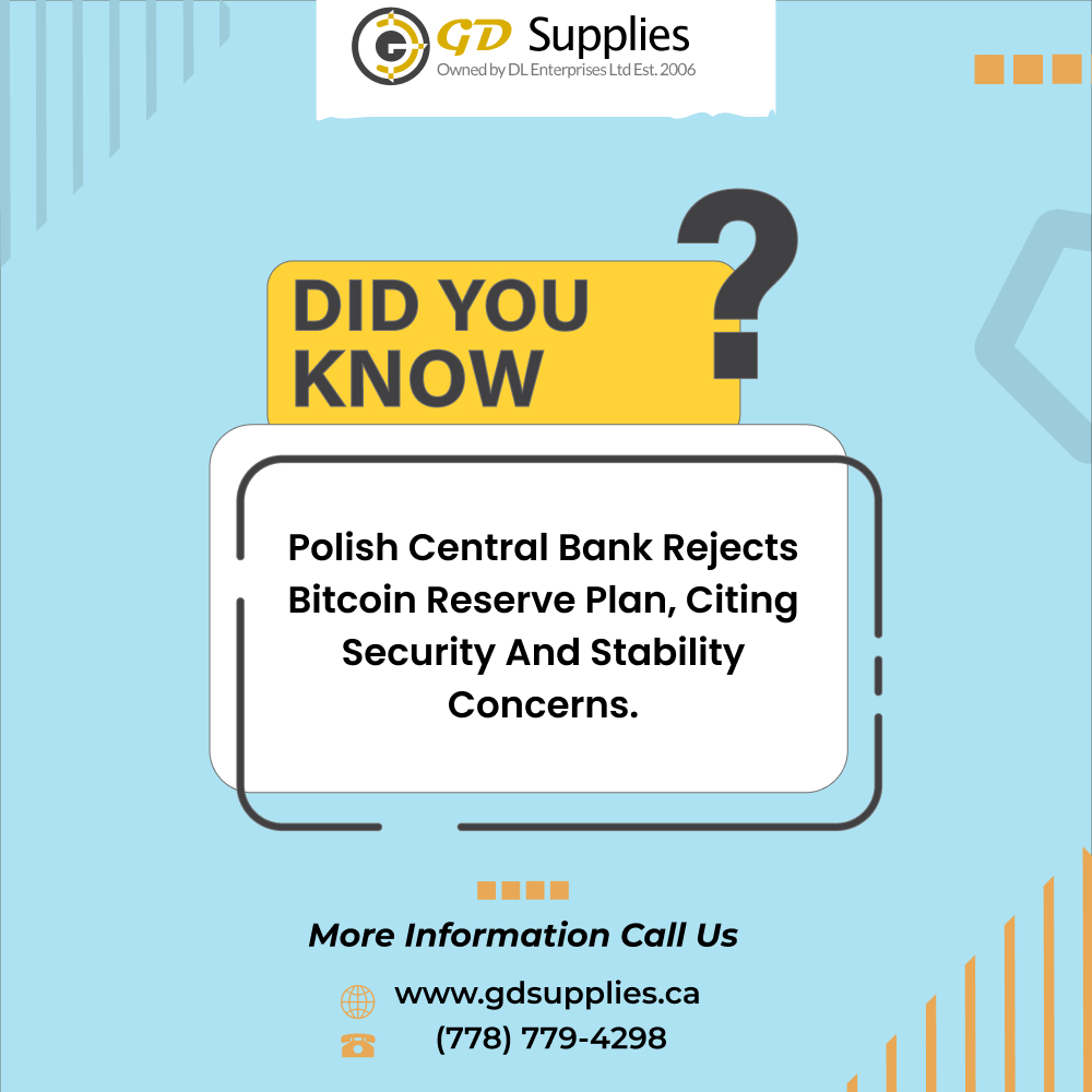gd_supplies's tweet photo. Polish Central Bank Rejects Bitcoin Reserve Plan, Citing Security And Stability Concerns.
🌐Visit us: https://t.co/MRB1nwilrf
📞Call now: (778) 779-4298
.
#bitcoin #polish #polishbank #centralbank #crypto #cryptofacts #bitcoinfact #bitcoinfacts #cryptonews #cryptocurrency https://t.co/DyMflrSLuW