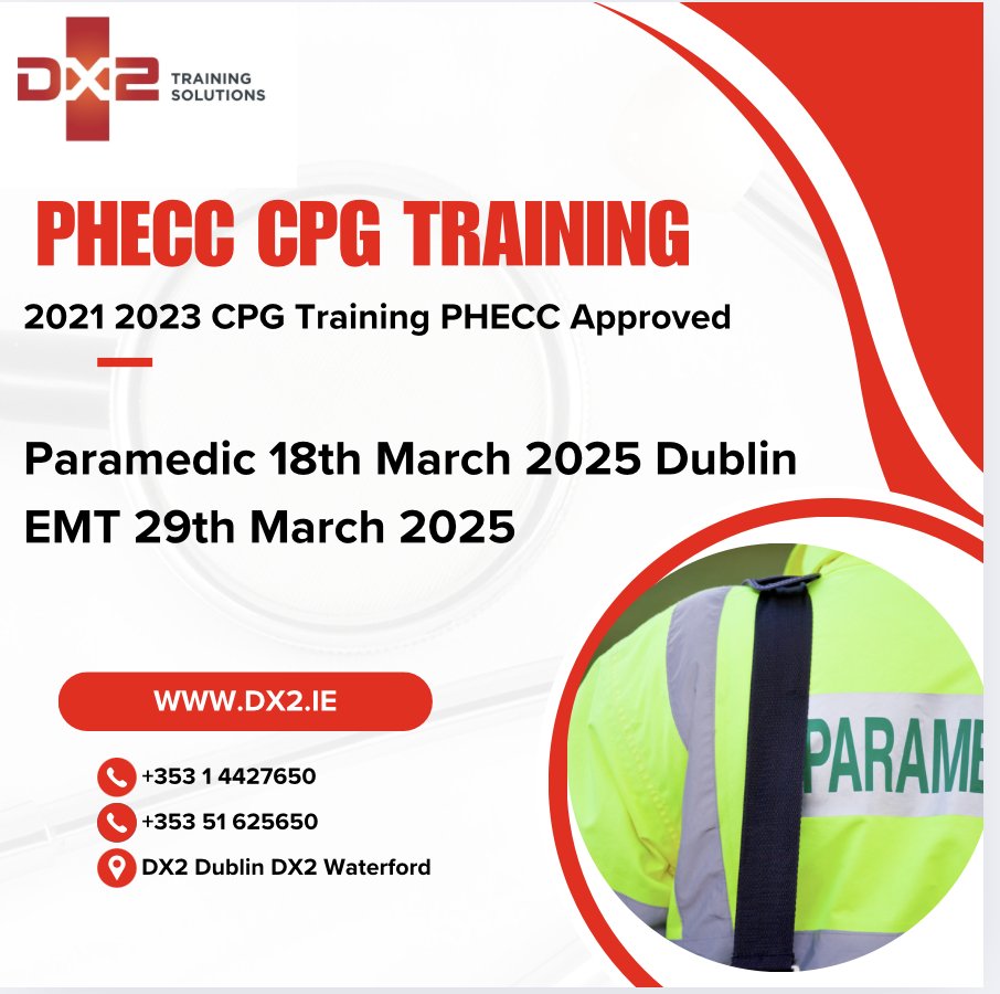 Final 2021 2023 CPG Sessions. Do you require EMT or Paramedic 2023 CPG training? these are the last sessions planned so don't miss out. EMT 29th March Paramedic 15th March book here dx2training.ie/events/list/pa…