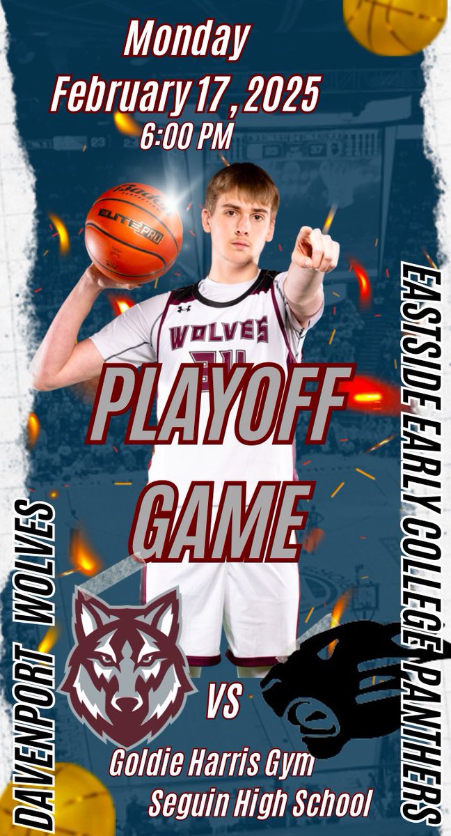 DavenportHoops (@davenporthoops) on Twitter photo You helped us last night when we needed you the most, we ask that you show up and show out again as we play in the first round of the playoffs in Seguin, Monday, Feb 17. Tip time is 6:00. <a href="/DavenportWolves/">DHS Wolves Athletics</a> <a href="/BuildThePack/">BuildThePack</a> <a href="/dvillewolves/">Danville Boys Athletics</a> <a href="/DMSGirlsAth/">DanvilleMSGirlsAthletics</a> <a href="/dhs_wolvescheer/">Davenport HS Cheer & Mascot</a> You helped us last night when we needed you the most, we ask that you show up and show out again as we play in the first round of the playoffs in Seguin, Monday, Feb 17. Tip time is 6:00. <a href="/DavenportWolves/">DHS Wolves Athletics</a> <a href="/BuildThePack/">BuildThePack</a> <a href="/dvillewolves/">Danville Boys Athletics</a> <a href="/DMSGirlsAth/">DanvilleMSGirlsAthletics</a> <a href="/dhs_wolvescheer/">Davenport HS Cheer & Mascot</a>