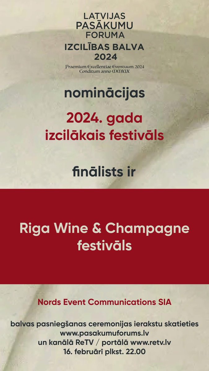 Latvijas Pasākumu foruma Izcilības balva 2024 finālisti nominācijā "2024. gada izcilākais festivāls" ir: