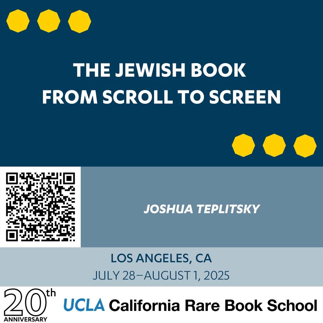Explore Jewish Culture Through Books 📚

Join us as we dive into the rich tapestry of Jewish book culture and its evolution across regions and eras. Discover how these material narratives shape identity and history.

#JewishBooks #CulturalHistory #BookHistory #design