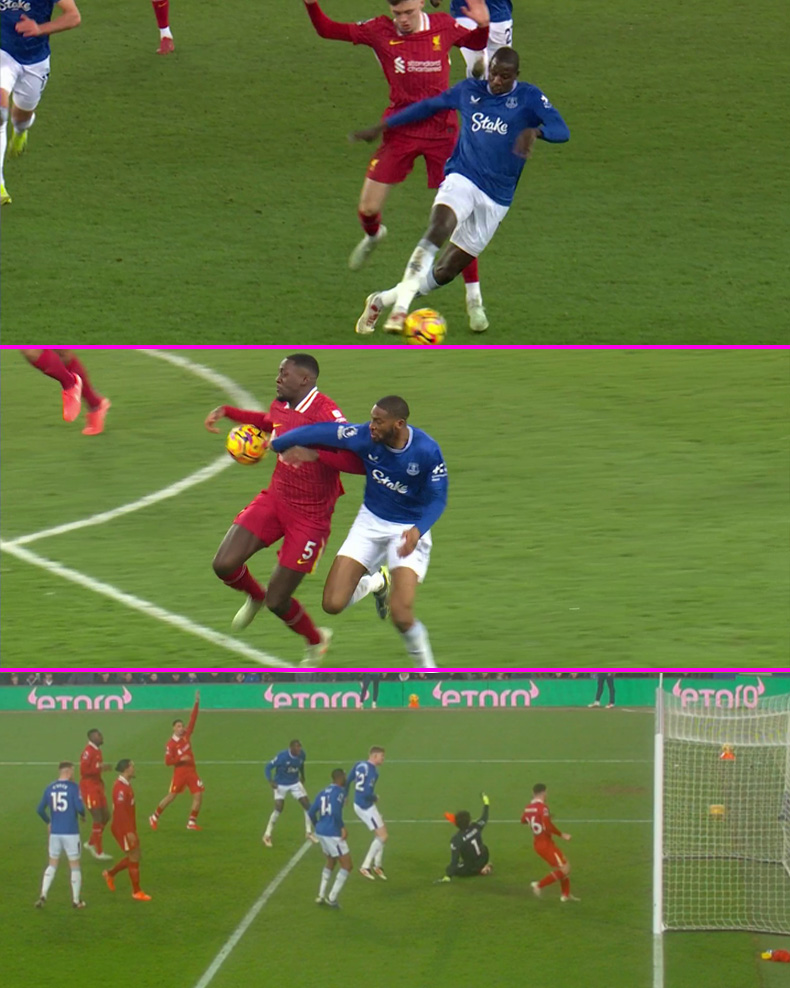 No second yellow for Bradley ❌

No penalty for Konate handball ❌

No goal for Branthwaite offside ❌

A crucial 10 minutes for Everton...