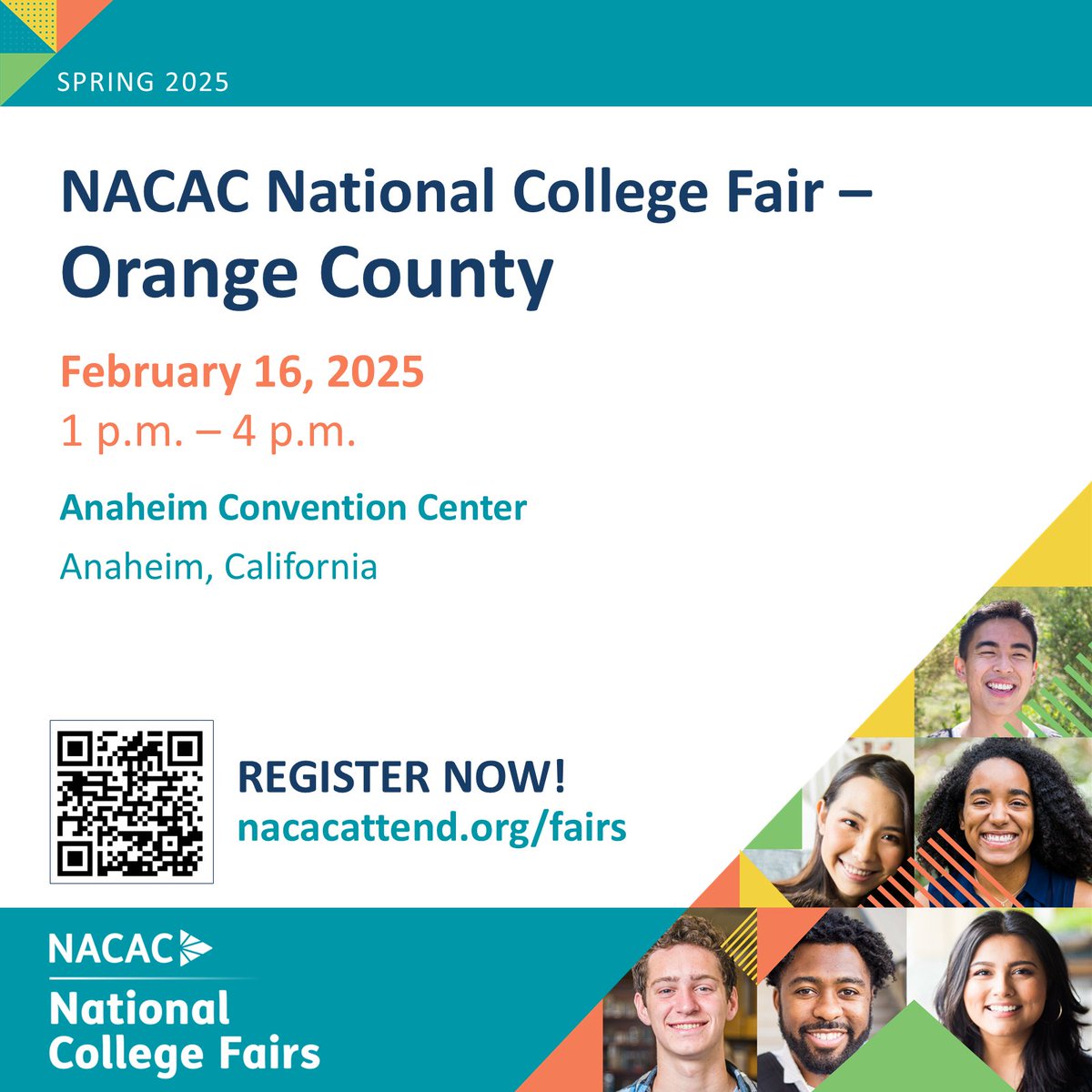 NACACFairs's tweet image. Free and open to the public, #NACAC National College Fairs are the perfect place to kick off your college search. Don&apos;t miss these upcoming fairs.
Feb. 16 - Orange County, CA
Feb. 22 - Cleveland, OH
Attendee registration: ow.ly/oq9J50UYWsU