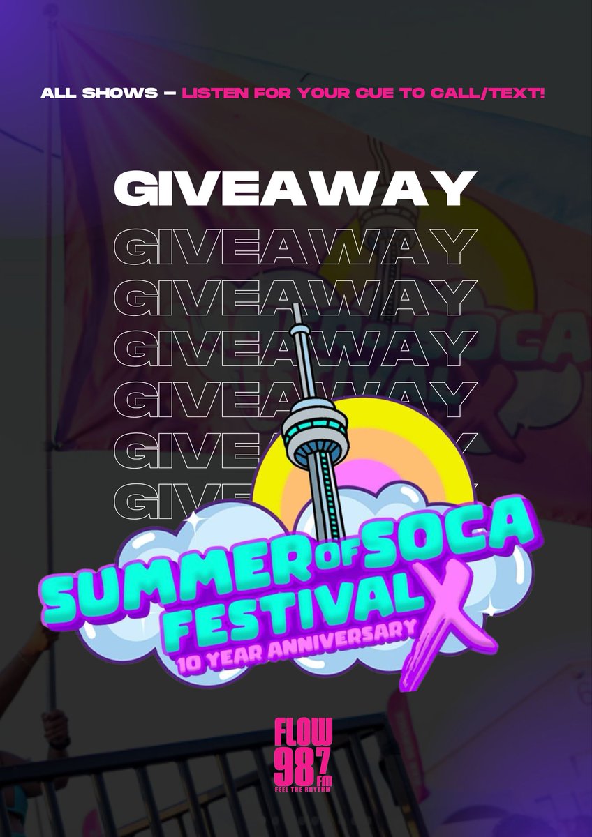 FLOW987FM has your chance to win tickets to SOS FEST— the hottest Caribbean music festival in North America!

Prepare for 3 days of nonstop vibes from August 1st to 3rd!

STAY LOCKED to all our shows all week long—YOU DON'T WANNA MISS THIS!

#sosfestto #caribbean #carnival