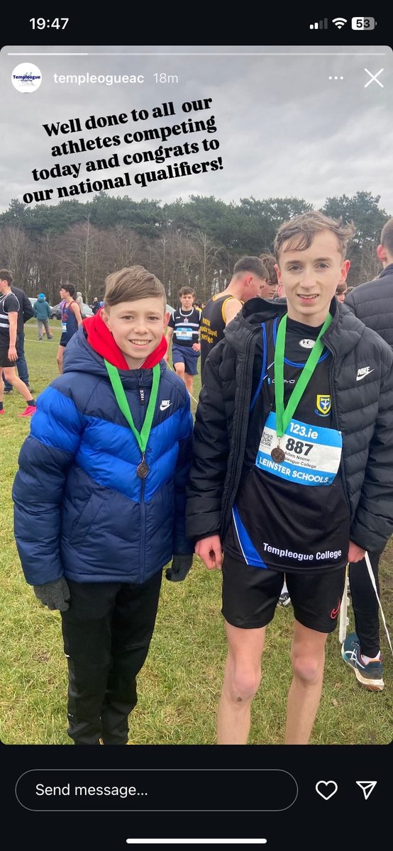 TempleoguecollegePEandSport (@templeoguepe) on Twitter photo Congratulations to Samuel Redmond and Adam Noone today who have reached the National competition. Samuel came 3rd in the Junior race and Adam came 5th in the inter competition.
Fantastic achievement boys <a href="/TempleogueCSSp/">Templeogue College</a> <a href="/irishathletics/">Athletics Ireland</a> Congratulations to Samuel Redmond and Adam Noone today who have reached the National competition. Samuel came 3rd in the Junior race and Adam came 5th in the inter competition.
Fantastic achievement boys <a href="/TempleogueCSSp/">Templeogue College</a> <a href="/irishathletics/">Athletics Ireland</a>