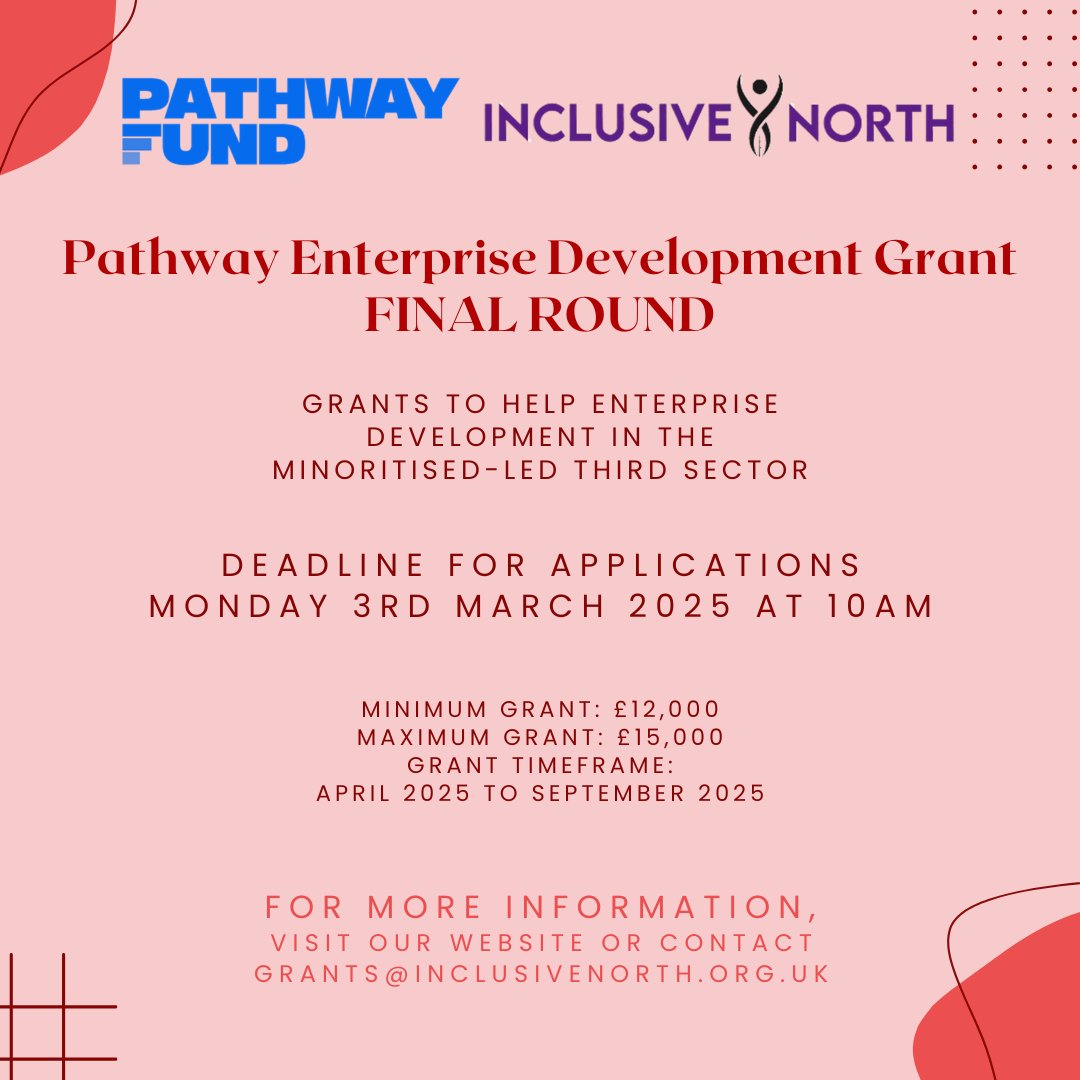 FINAL ROUND - Pathway Enterprise Development Grant

DEADLINE FOR APPLICATIONS: Monday 3rd March at 10am