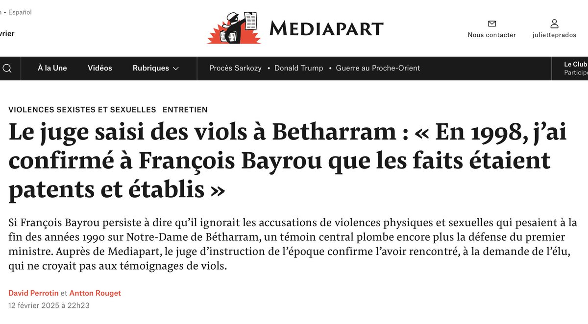 ALeaument's tweet image. Le juge saisi de l&apos;affaire Betharram confirme que François Bayrou a menti. 

Mais apparemment tout le monde s&apos;en fout. 

Je suis sidéré que ce ne soit pas à la une des chaînes d&apos;info en continu.