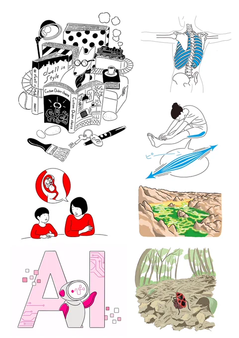 カットイラストは普段沢山描いていても、なかなか見ていただける機会が少ないので。 