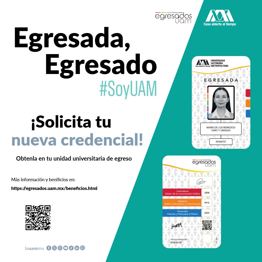 lauammx's tweet photo. ¿Ya tienes tu credencial de egresada o egresado? ¡Apúrate a tramitarla!
.
✨ Conoce los beneficios y descuentos en: https://t.co/UoXrZmgKFB ✨
.
📍 ¡Acude a tu unidad universitaria de egreso!
.
#UAM50 #VinculaciónUAM #EgresadosUAM https://t.co/3k0gnI9Ady