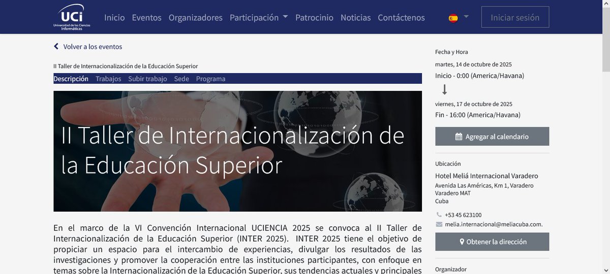 dellylien1's tweet photo. En #INTER2025 en el marco de #UCIENCIA2025 VI convención científica internacional de @universidad_uci ¡Esperamos tu aporte a la internacionalización de la educación superior!
📆 Fecha: 14-17 de octubre de 2025
📷 Modalidad: Presencial y virtual
📍 Lugar: Varadero, Cuba
#SomosUCI https://t.co/NMsjz913E7