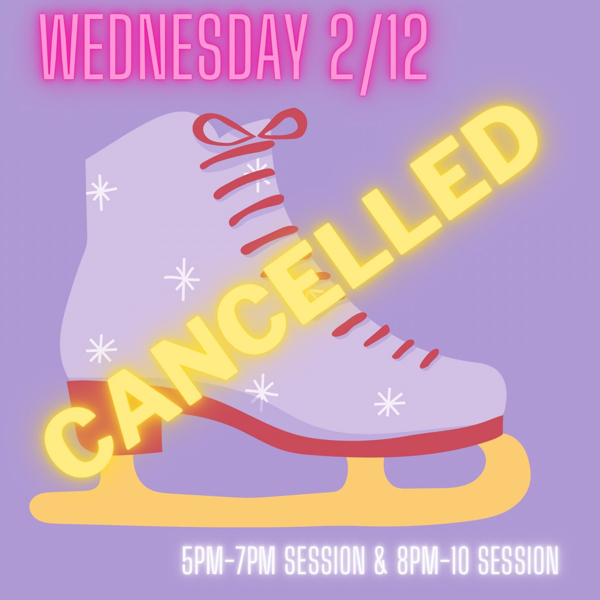 The Maggie Daley Park Ice Skating Ribbon will be closed for the remainder of the day due to weather. Refunds will be issued accordingly.