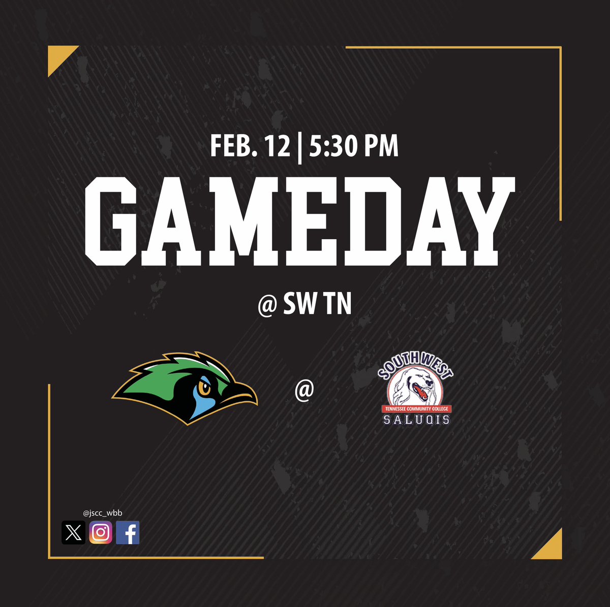 It’s GAME DAY!
••
🆚 SW TN
📆 Wed., Feb. 12
⏰ 5:30 p.m. 
📍Memphis, TN
••
To watch live go to:
vcloud.hudl.com/broadcast/ppv/…?