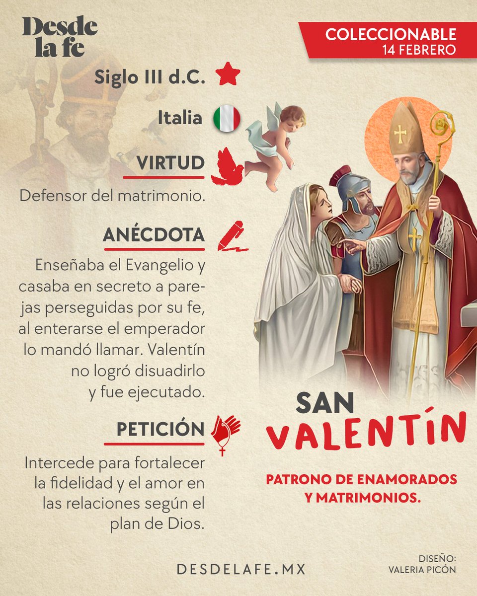 DesdeLaFeMx's tweet photo. Celebramos a San Valentín, el santo que desafió al imperio por amor. 😌 https://t.co/0b3tqIcwEQ