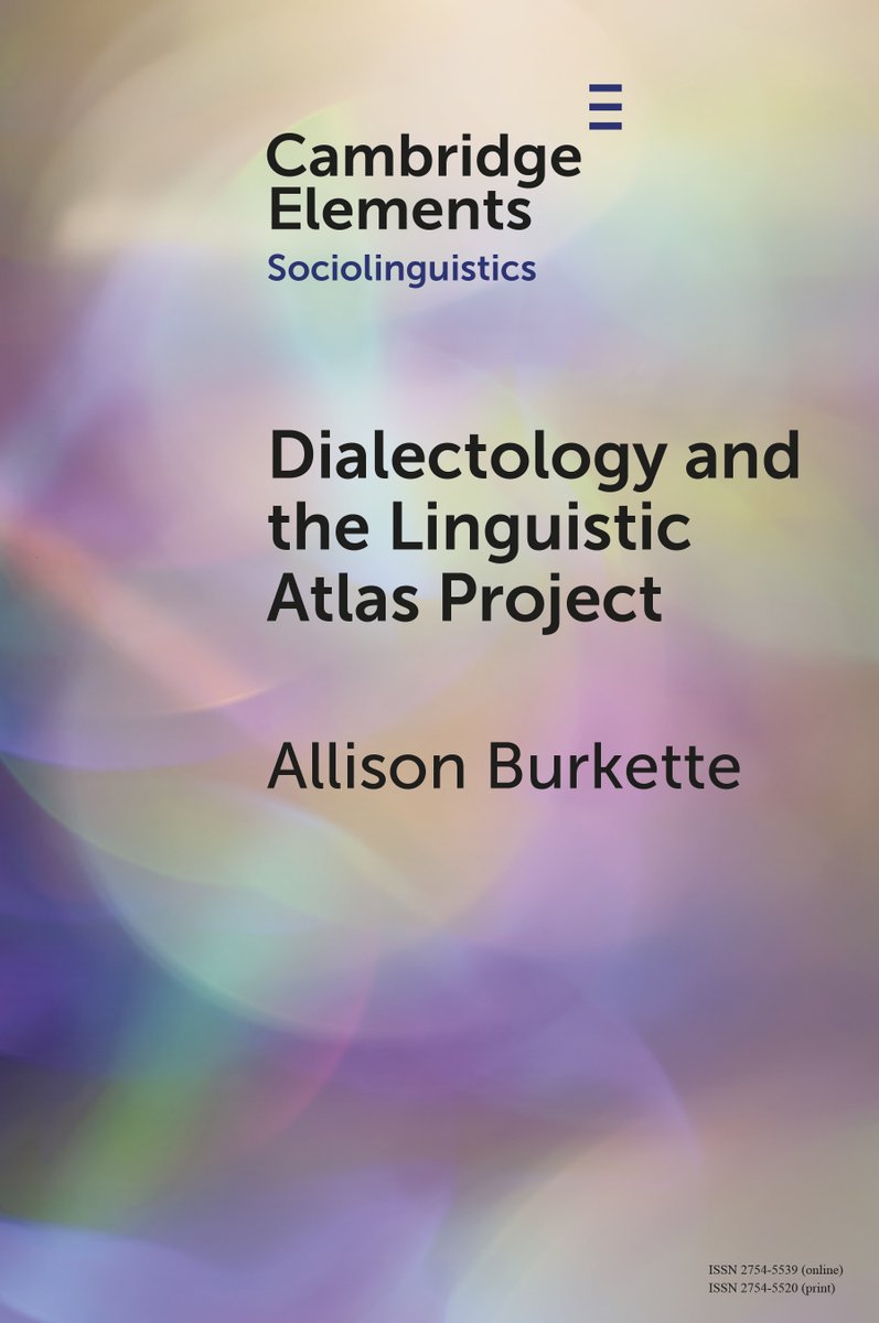 New Cambridge Element Dialectology and the Linguistic Atlas Project by @burketteal is now free to read for 2 weeks! 
cup.org/3WV8bkA
#cambridgeelements #languageandlinguistics @AtlasLing