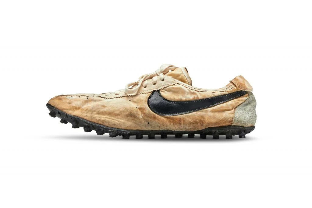 BoxedUpApp's tweet photo. 8. Nike “Moon Shoe” – $437,500 

In 2019, a rare Nike “Moon Shoe” from 1972 sold for $437,500, smashing expectations of $160,000. Designed by Nike co-founder Bill Bowerman, the waffle-tread soles left footprints resembling those of astronauts, inspiring the legendary Nike Waffle Trainer. This sale helped establish sneakers as high-value collectibles, marking a turning point in the sneaker auction market.