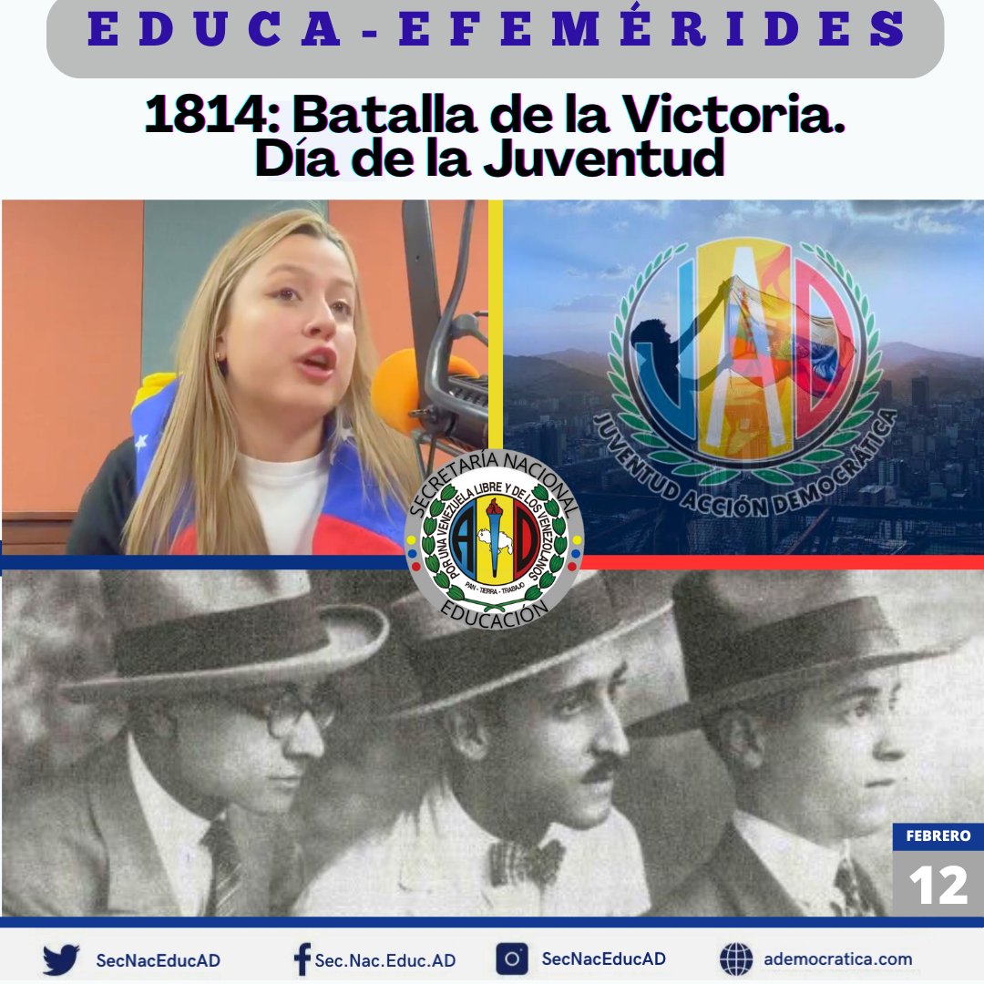 Hoy 12 de febrero, desde la <a href="/SecNacEducAD/">SecNacEducacionAD</a> resaltamos la importancia de la juventud venezolana como motor del futuro de nuestra nación. En ustedes reside la esperanza, el ímpetu y la energía necesaria para construir un país mejor, lleno de oportunidades y justicia social.