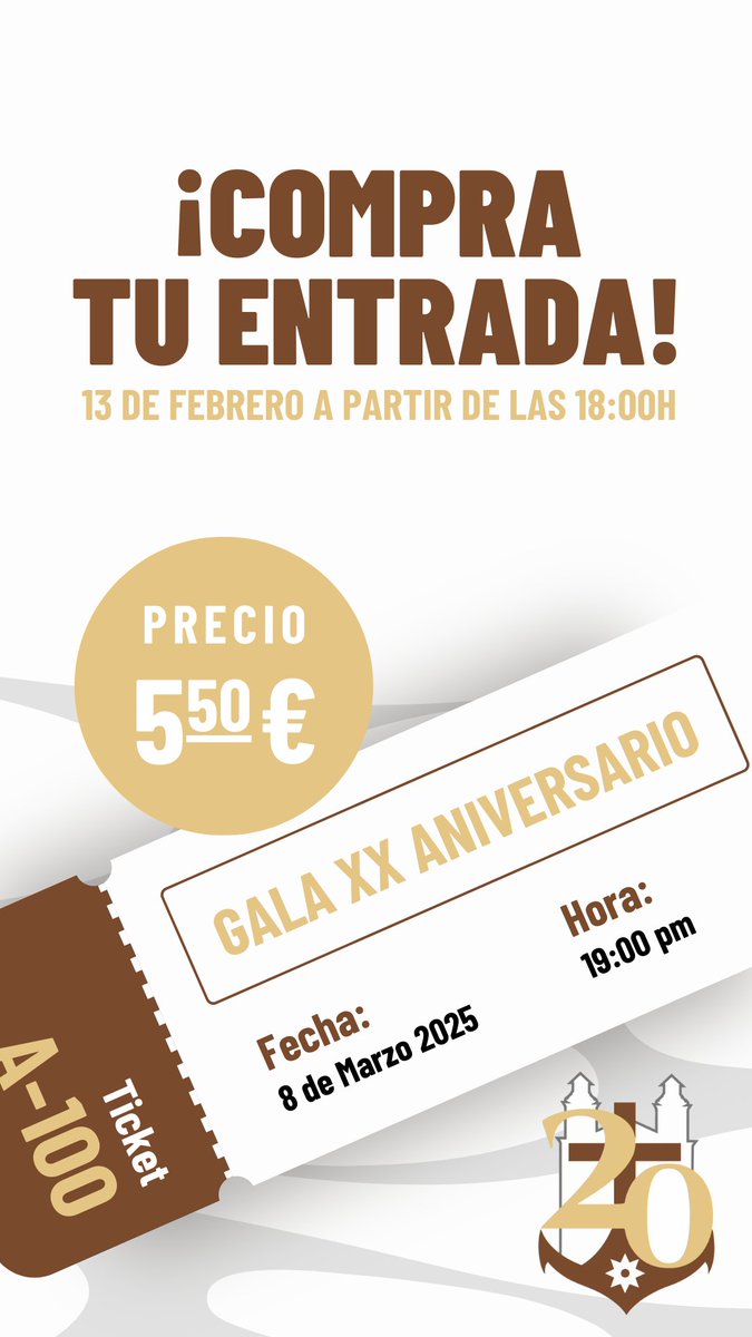 🎫𝐄𝐍𝐓𝐑𝐀𝐃𝐀𝐒 | Este jueves, a partir de las 18:00h, estará disponible la venta de entradas para nuestra Gala de XX Aniversario.

ℹ️VENTA ONLINE

El evento tendrá lugar el próximo 8 de marzo a las 19:00h en el Auditorio Manuel de Falla.

Banda invitada <a href="/BpresentacionAP/">Presentación al Pueblo de Dos Hermanas</a>