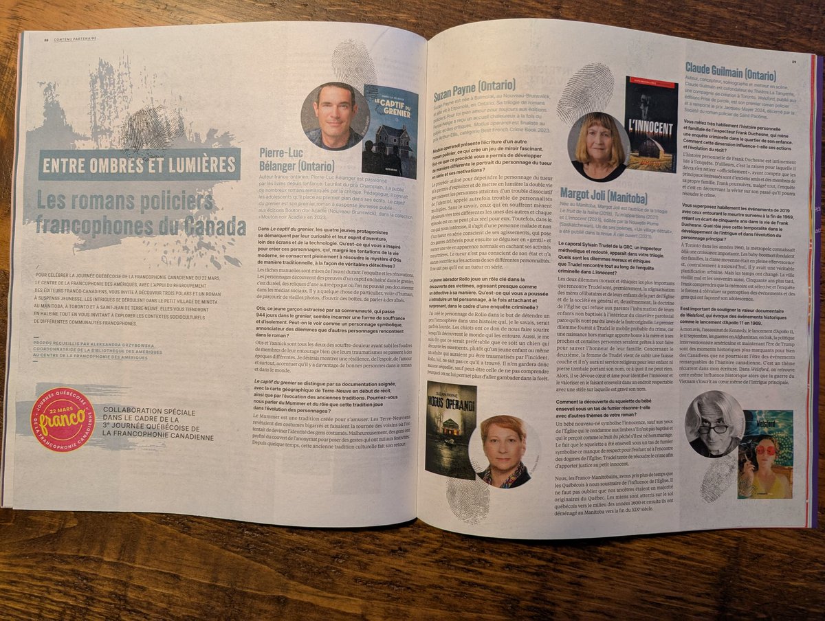 Apprenez-en un peu plus au sujet de mon roman Le captif du grenier en vous procurant le plus récent numéro de <a href="/les_libraires/">Les libraires</a>. 

<a href="/CFAmeriques/">CFAmériques</a> 
<a href="/boutondoracadie/">Éditions Bouton d'or</a>
#moutonnoiracadie
#refc
#lecaptifdugrenier
#projetatlantique
#viedauteur