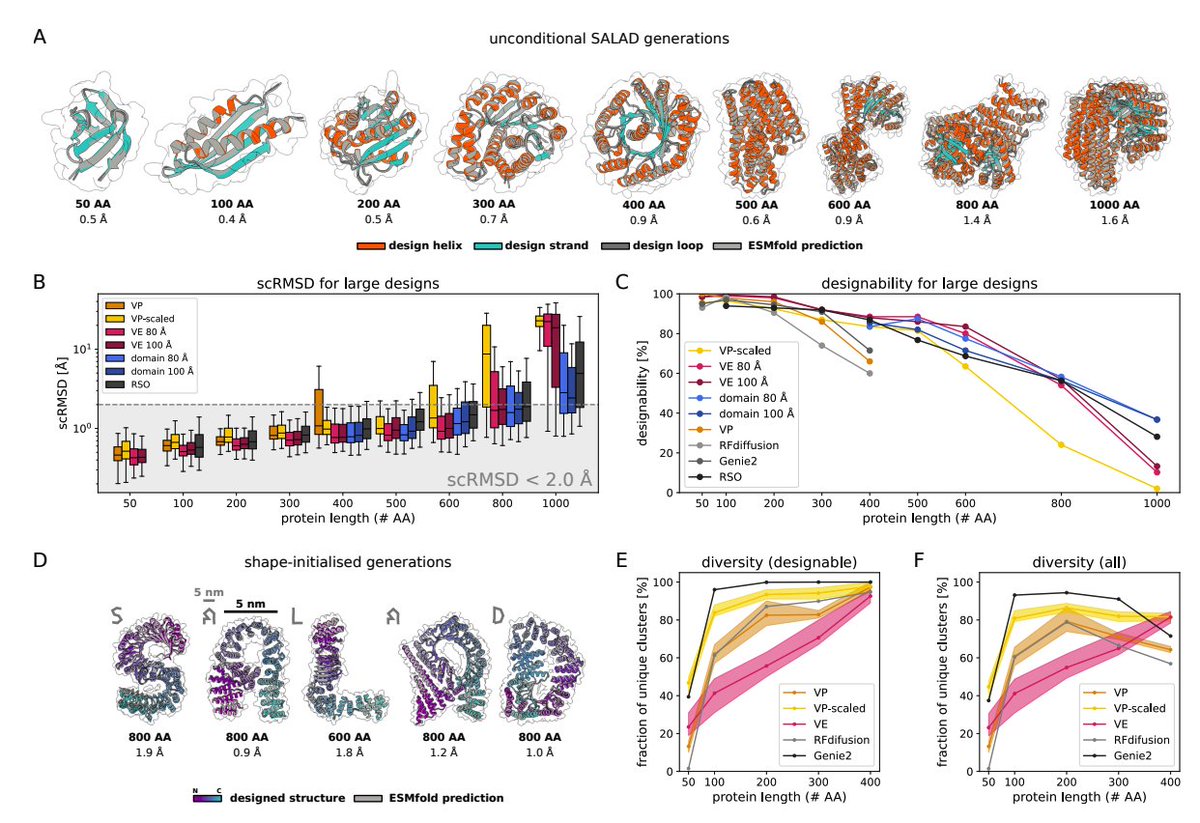 Kevin K. Yang 楊凱筌 (@kevinkaichuang) on Twitter photo Sparse all-atom denoising models for protein backbone generation are fast and can generate designable structures up to 1000 residues.
<a href="/MJendrusch/">markus jendrusch</a> Sparse all-atom denoising models for protein backbone generation are fast and can generate designable structures up to 1000 residues.
<a href="/MJendrusch/">markus jendrusch</a>