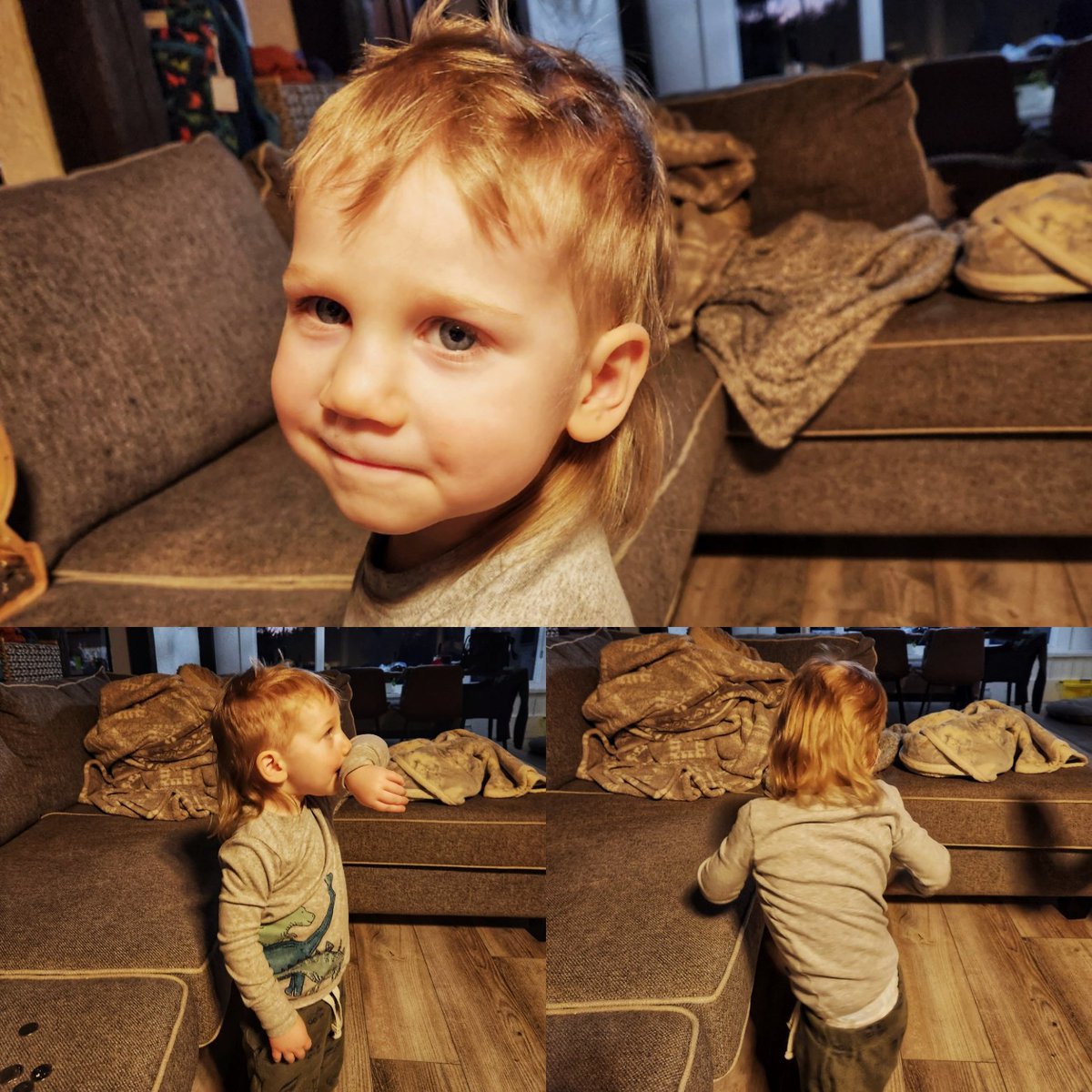 La coupe de cheveux... le papa a le coeur plein là.  Trop beau!  #mullet