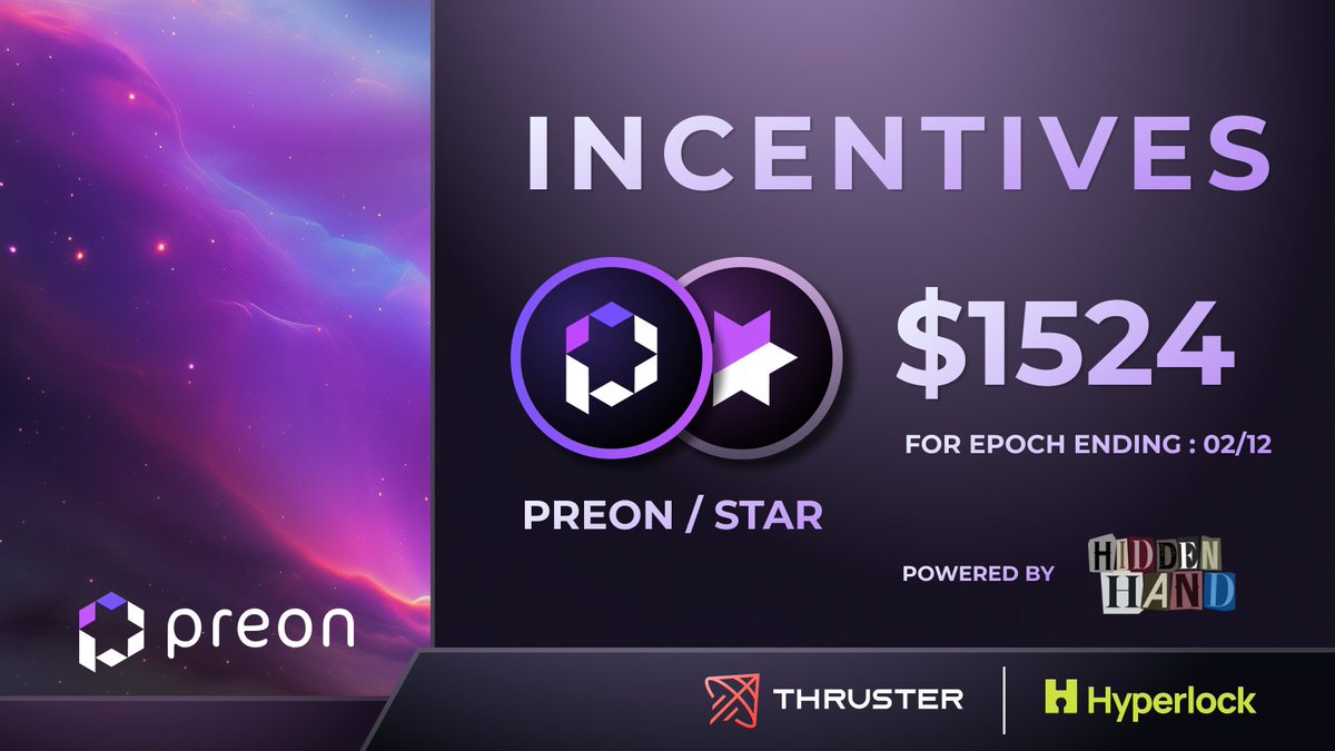 Preon Finance (๐,๐จโ๐) (@preonfinance) on Twitter photo Gm Preonauts, check out the incentives for the $PREON and $STAR LPs down below!
For the $PREON - $STAR LP on <a href="/FenixFinance/">Fenix</a>, we bribed $341.
On <a href="/ThrusterFi/">Thruster (Shutdown)</a>, we bribed $1,524 on the $PREON - $STAR LP.
For the $USDC - $STAR CLP on <a href="/AerodromeFi/">Aerodrome</a>, we have voted with the treasury's Gm Preonauts, check out the incentives for the $PREON and $STAR LPs down below!
For the $PREON - $STAR LP on <a href="/FenixFinance/">Fenix</a>, we bribed $341.
On <a href="/ThrusterFi/">Thruster (Shutdown)</a>, we bribed $1,524 on the $PREON - $STAR LP.
For the $USDC - $STAR CLP on <a href="/AerodromeFi/">Aerodrome</a>, we have voted with the treasury's