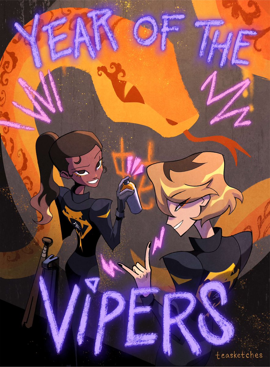 happy new year from the gold vipers!!! 🐍🐍🐍#YearOfTheSnake #illustration