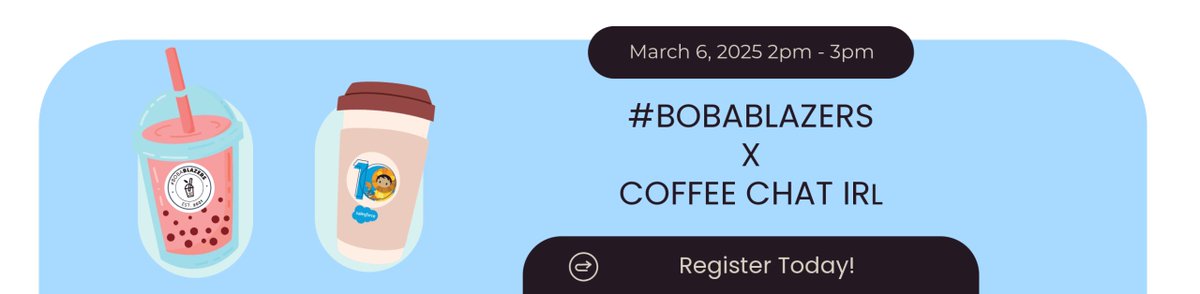 Join #bobablazers x Coffee Chat IRL @ #TDX2025 on March 6 @ 2pm at Spur!

RSVP now - space is limited!

Register here: trailblazercommunitygroups.com/events/details…
#bobablazers #TrailblazerCommunity #Salesforce #sfdocommons