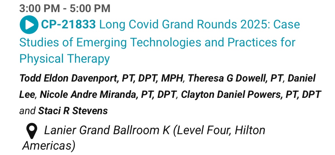 I get to present at <a href="/APTAcsm/">#APTACSM</a> with a group of absolute rock stars on Friday. Catch us in person in Houston, Texas or after the conference on <a href="/APTA_official/">American Physical Therapy Association (APTA)</a> on-demand. <a href="/4Workwell/">Workwell Foundation</a> <a href="/wearlumia/">Lumia Health</a>  #LongCovid #pwLC #pwME