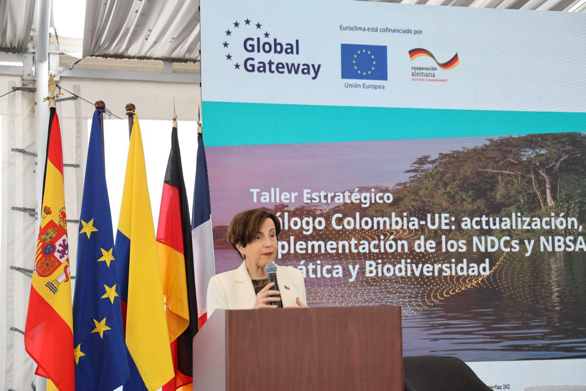 UEenColombia's tweet photo. Colombia y la Unión Europea compartieron avances y retos en metas climáticas y de biodiversidad a 2030, con un taller estratégico en el que abordaron temas como bioeconomía, neutralidad climática, alianzas con sector privado, #PactoVerde Europeo y transición ecológica justa. https://t.co/RI2wnhgGsM