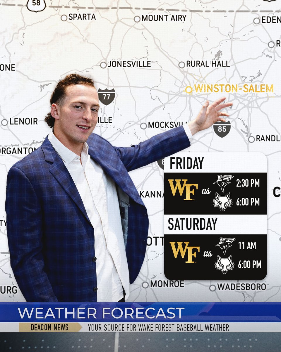 Weather update ⚠️

The Deacs will now play two games on Friday and Saturday due to anticipated weather this weekend. 

🔗 deacs.info/BSBUpdate