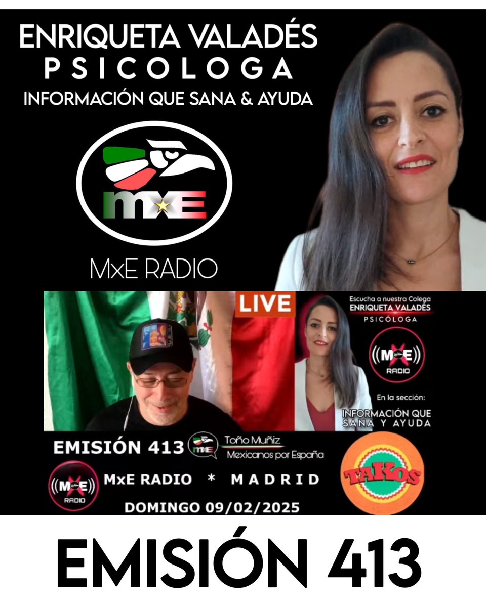M❌E RADIO • Mexicanos por España (@mexicanosespana) on Twitter photo 💬 Radioyentes sí necesitan a una psicóloga no dejen de hacer cita con <a href="/enriqueta79/">enri valades rabasa</a> al WhatsApp +34 691 12 37 62; escucha estos datos psicológicos
▶️ facebook.com/share/r/1FYMrT…
🎥 00”28’04
#e413t9 #MxERadio
#HistoriasQueInspiranMxE
#MigrarEsPaChingones
#ComparteLoMejordeMexico 💬 Radioyentes sí necesitan a una psicóloga no dejen de hacer cita con <a href="/enriqueta79/">enri valades rabasa</a> al WhatsApp +34 691 12 37 62; escucha estos datos psicológicos
▶️ facebook.com/share/r/1FYMrT…
🎥 00”28’04
#e413t9 #MxERadio
#HistoriasQueInspiranMxE
#MigrarEsPaChingones
#ComparteLoMejordeMexico