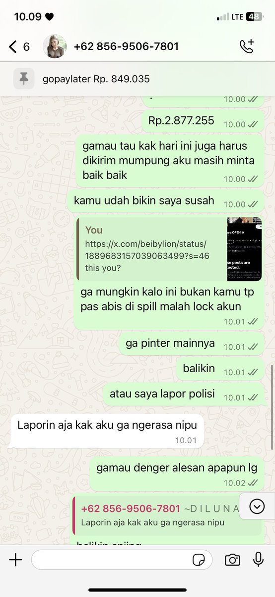 apatologichal's tweet photo. @beibylion @Xweg7h7 ulang tadi no rek nya keliatan, bangsat lo penipu https://t.co/yDljDZ1Shk