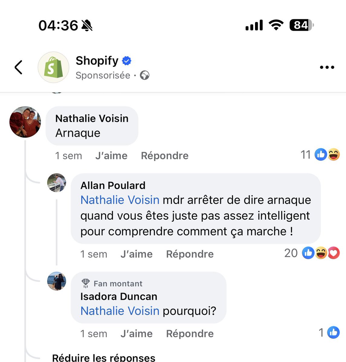 tsarecom's tweet photo. En France une simple pub de Shopify ça leur fait peur mdrrr ça lâche des « arnaque » tellement facilement https://t.co/x3sRATp12U