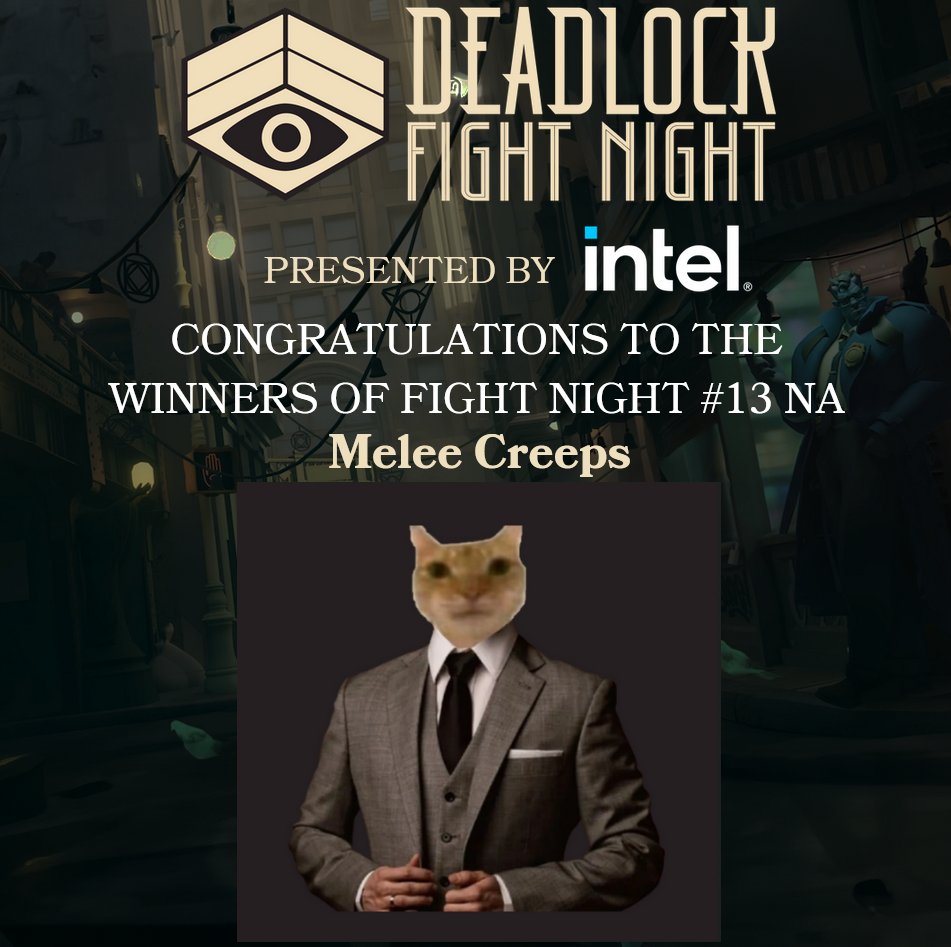 DeadlockDFN's tweet photo. It was Lucky Round #13 of Deadlock Fight Night presented by @IntelGaming for Melee Creeps, as they defeat the previously undefeated @HydraNationDL! 
Congratulations to our NEW North America Champs! https://t.co/gOBLKj5yPR