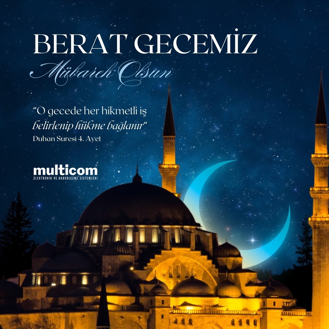 Gönüllerin affa, duaların kabul olmaya yöneldiği bu mübarek Berat Kandili'nde; sevdiklerinizle birlikte huzur, sağlık ve mutluluk dolu bir ömür diliyoruz. Hayırlara vesile olmasını temenni ederiz.  

#BeratKandilinizMübarekOlsun