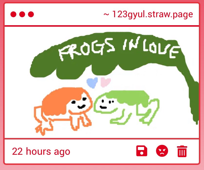 321gyu's tweet photo. what if we were two frogs taking shelter under a little leaf in the woods and we were also in love https://t.co/9IRbncqLTr https://t.co/hf9DsCv8oV