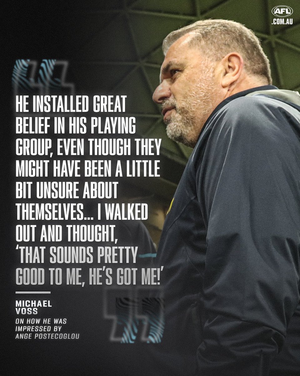 AFL (@afl) on Twitter photo Michael Voss had a productive off-season, shadowing <a href="/SpursOfficial/">Tottenham Hotspur</a> coach Ange Postecoglou 🤝
<a href="/RileyBev/">Riley Beveridge</a> shares what he learned from his trip and his expectations for the Blues this season: afl.com.au/news/1267082 Michael Voss had a productive off-season, shadowing <a href="/SpursOfficial/">Tottenham Hotspur</a> coach Ange Postecoglou 🤝
<a href="/RileyBev/">Riley Beveridge</a> shares what he learned from his trip and his expectations for the Blues this season: afl.com.au/news/1267082