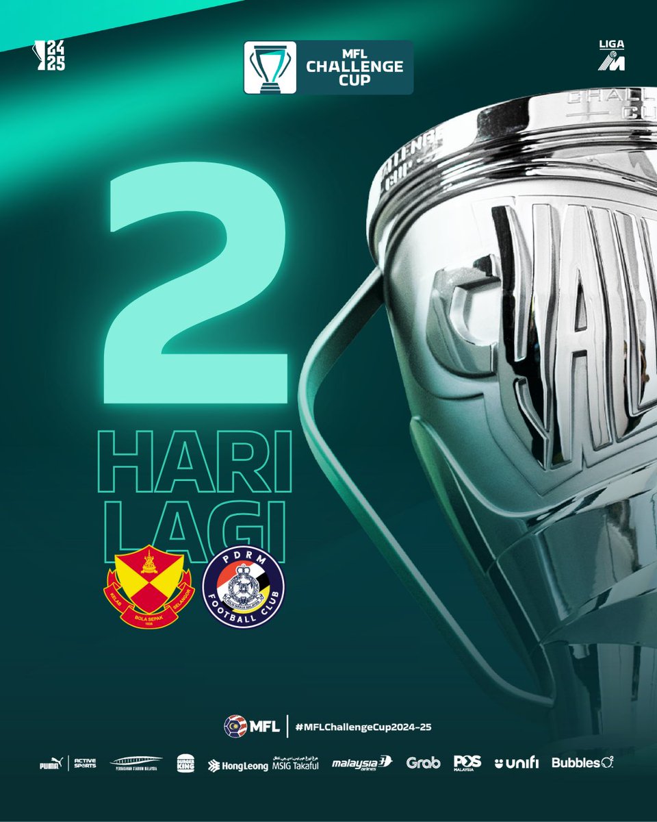 MFL_MY's tweet image. 2️⃣ hari lagi menjelang Perlawanan Akhir 1 MFL Challenge Cup 2024-2025!

Selangor FC vs PDRM FC 
🗓️ Sabtu, 15 Februari 2025
📍Stadium Majlis Bandaraya Petaling Jaya

#MFLChallengeCup2024-25 #DemiLigaKita #LigaMalaysia