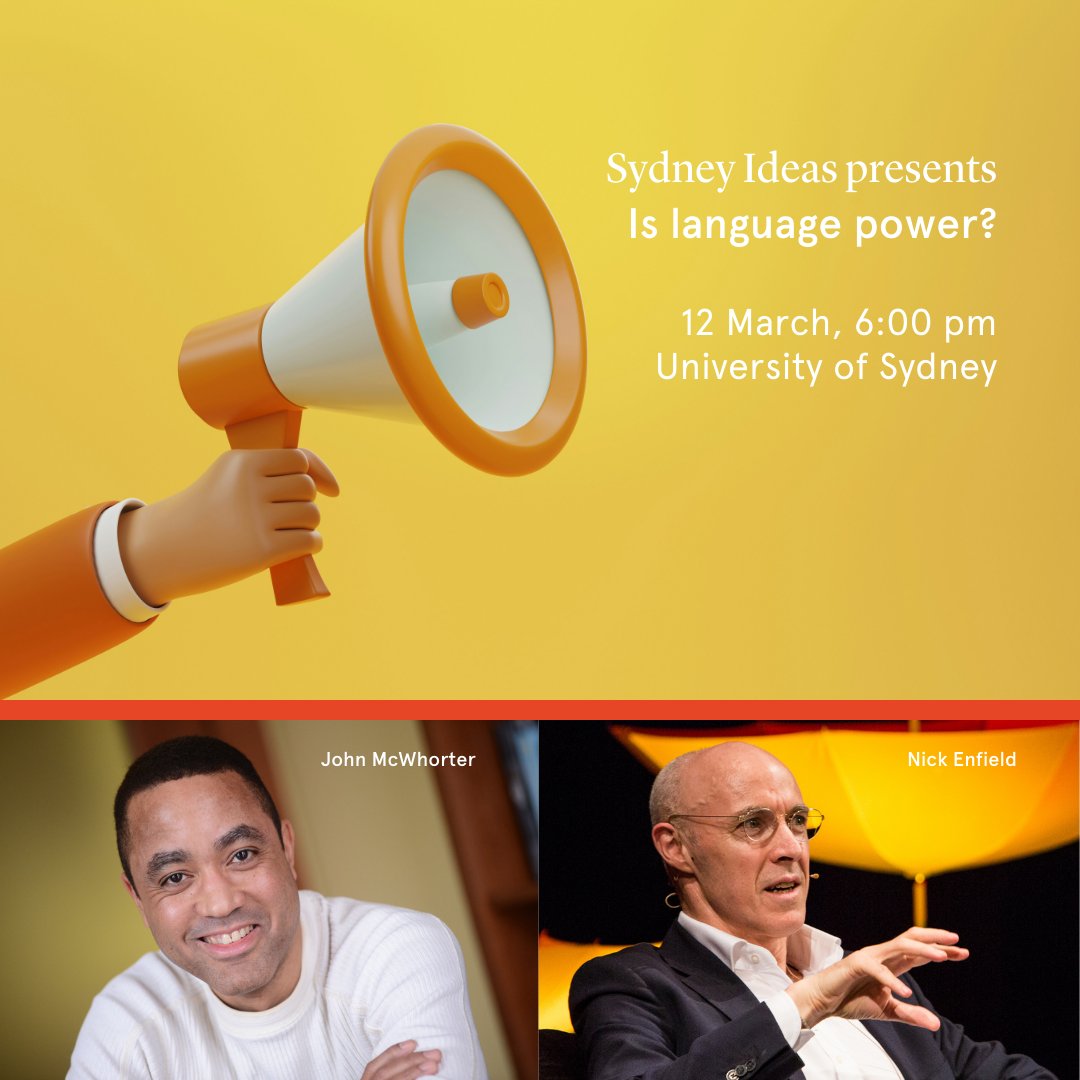 Sydney Ideas (@sydney_ideas) on Twitter photo Is a language owned by its speakers or is it a public good?
This March, join professor and linguist <a href="/JohnHMcWhorter/">John McWhorter</a> to unpack the issues of language, culture, power and more in a conversation with host <a href="/njenfield/">Nick Enfield</a>
Register now for free 🎟️ ow.ly/roK150UVpUT
<a href="/ArtSS_Sydney/">Faculty of Arts and Social Sciences</a> Is a language owned by its speakers or is it a public good?
This March, join professor and linguist <a href="/JohnHMcWhorter/">John McWhorter</a> to unpack the issues of language, culture, power and more in a conversation with host <a href="/njenfield/">Nick Enfield</a>
Register now for free 🎟️ ow.ly/roK150UVpUT
<a href="/ArtSS_Sydney/">Faculty of Arts and Social Sciences</a>
