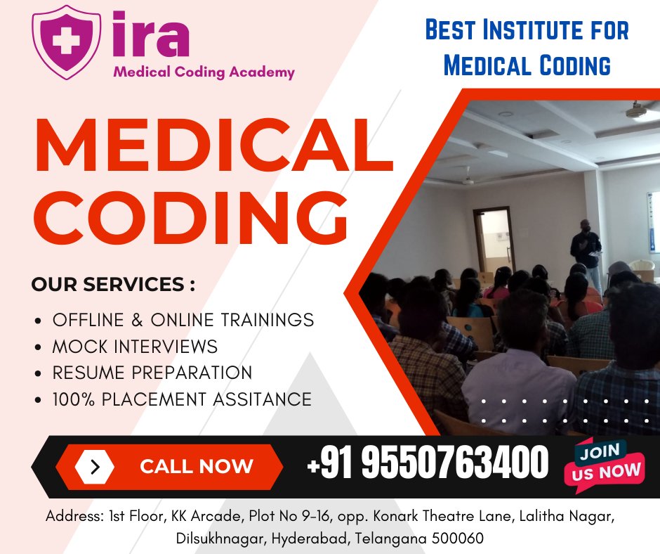 IraCoding's tweet image. IRA Medical Coding Academy 
"Master Medical Coding with Industry Experts at IRA – Hyderabad’s No.1 Institute for Certified Healthcare Professionals!"
✅ #MedicalCodingInstitute
✅ #BestMedicalCoding
✅ #MedicalCodingTraining
✅ #MedicalCodingCareer
✅ #MedicalCodingClasses