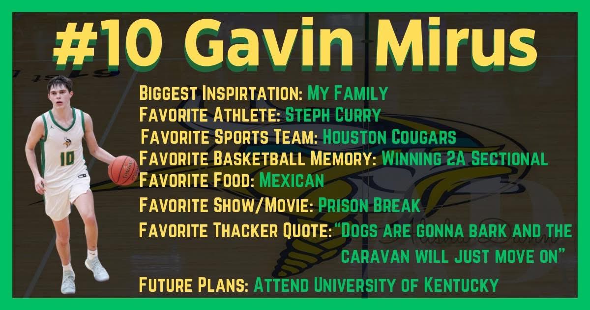 Senior night is coming up this Saturday, February 15th. All week we will honor our class of 2025 Vikings. 

Next up is Gavin Mirus.